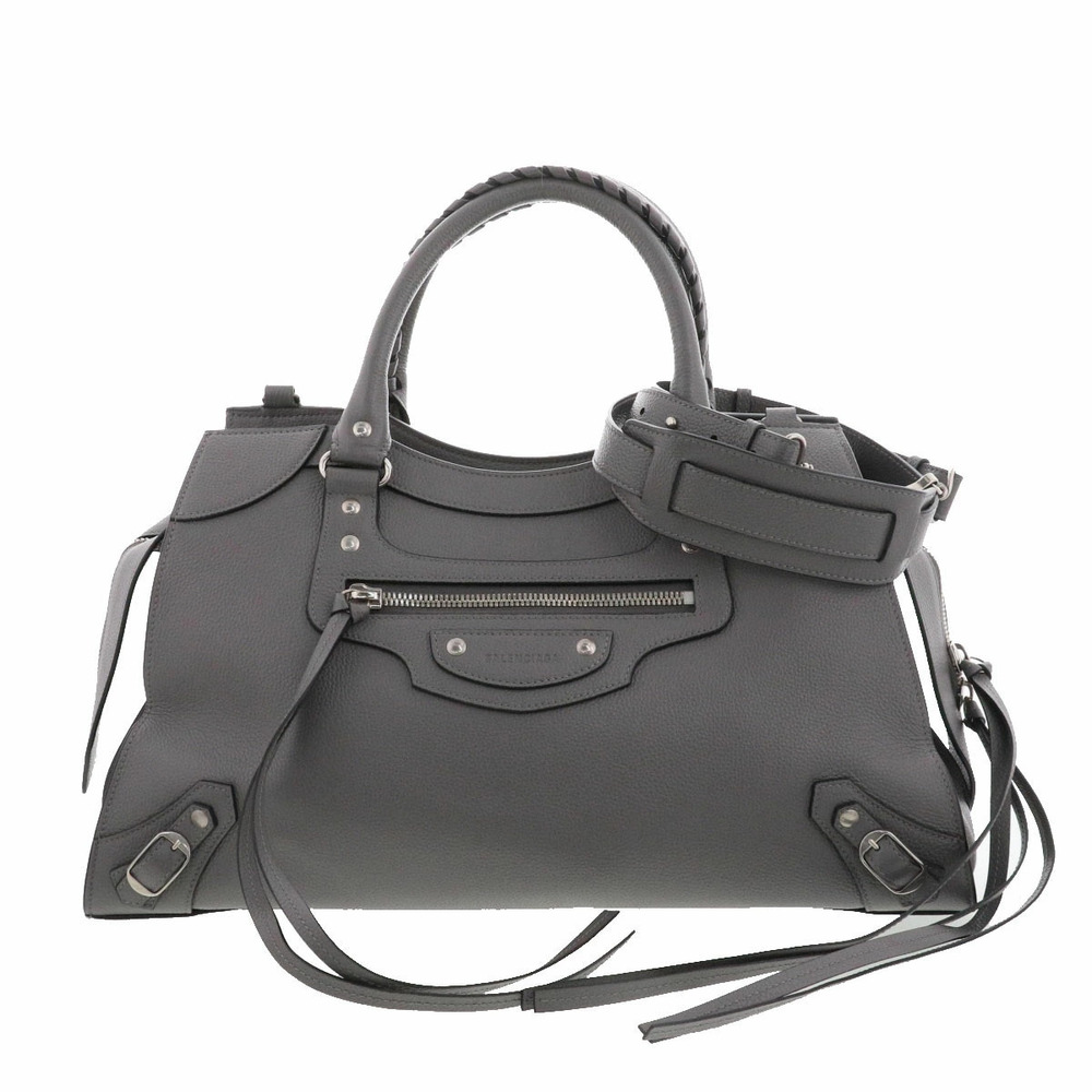 BALENCIAGA Neo Handbag Tote Bag Leather Gray